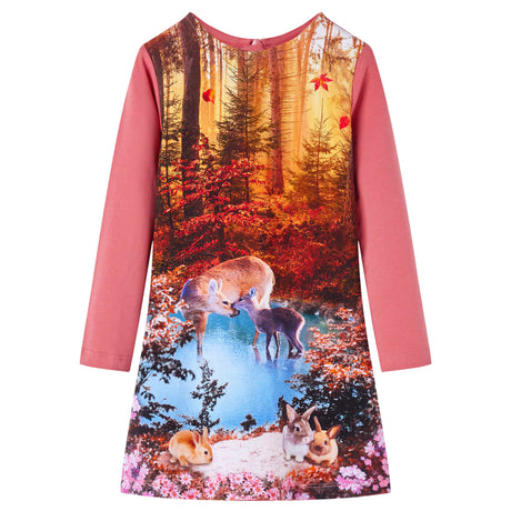 VidaXL Kinderkleid mit langen Ärmeln 128 Altrosa