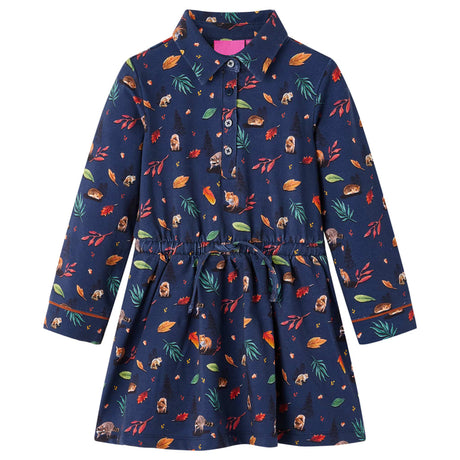 VidaXL Kinderkleid mit langen Ärmeln 92 Marineblau