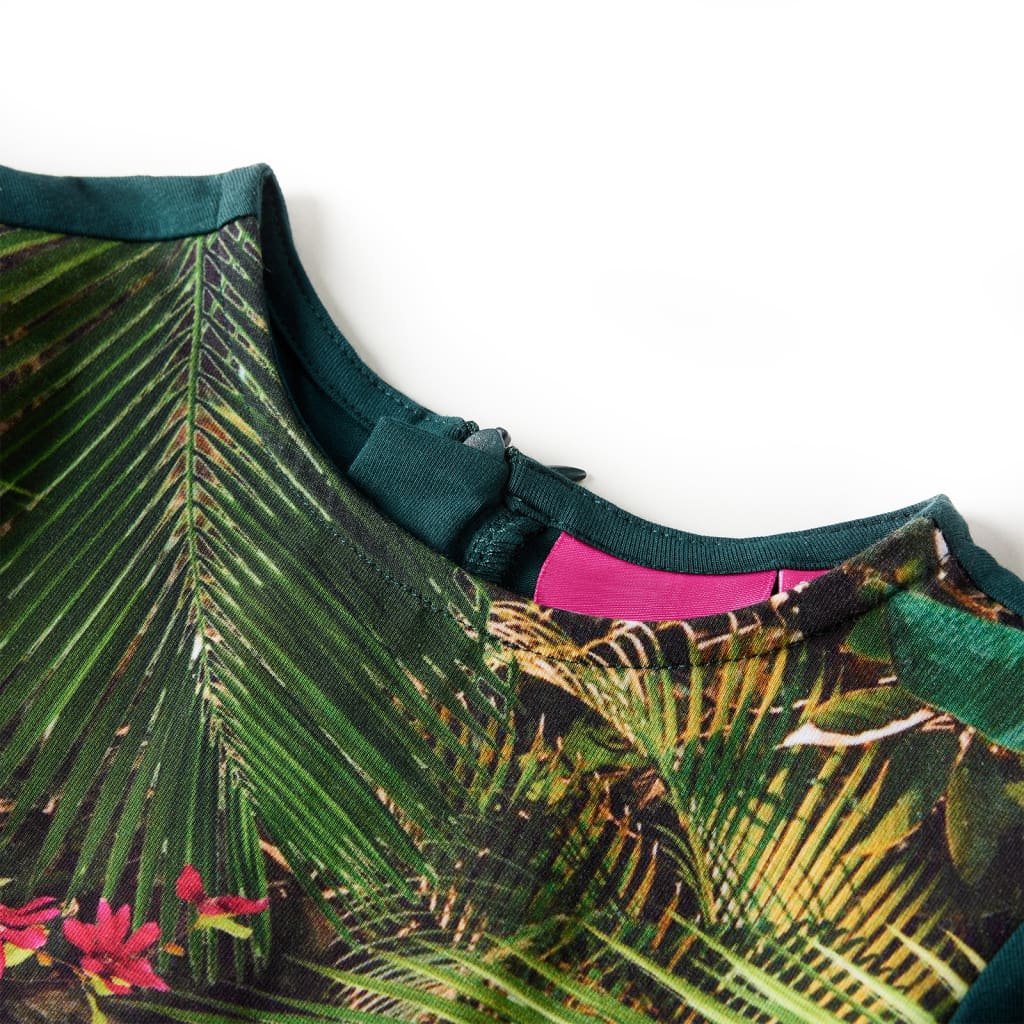 VidaXL Kinderkleid mit langen Ärmeln 92 Dunkelgrün