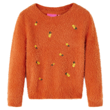 VidaXL Kinderpullover gestrickt 128 Orange-Braun
