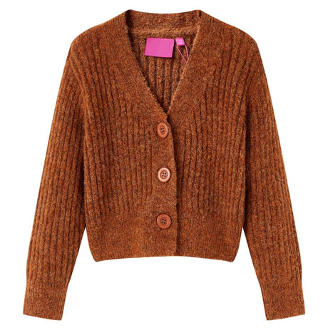 VidaXL Kinderstrickjacke 92 cognacfarben gestrickt