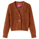 VidaXL Kinderstrickjacke 116 cognacfarben gestrickt