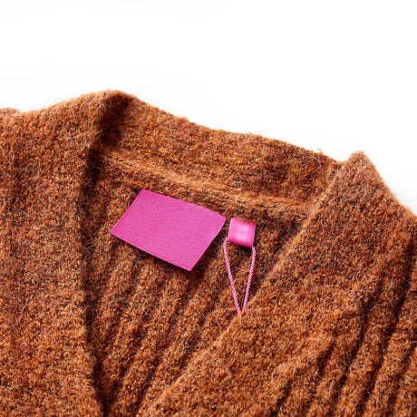 VidaXL Kinderstrickjacke 116 cognacfarben gestrickt
