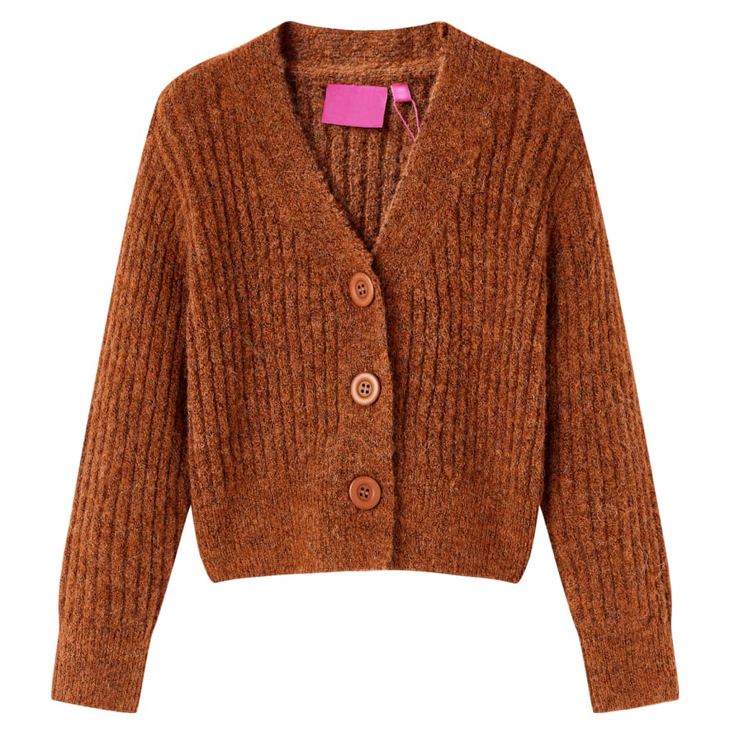 VidaXL Kinderstrickjacke 140 cognacfarben gestrickt