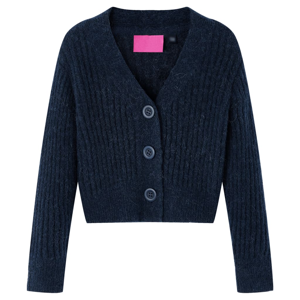 VidaXL Kinderstrickjacke gestrickt 104 Marineblau