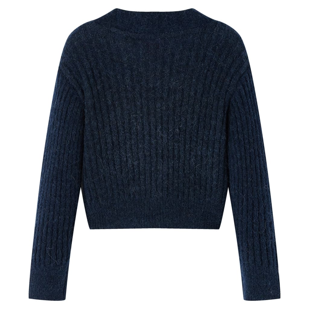 VidaXL Kinderstrickjacke gestrickt 128 Marineblau