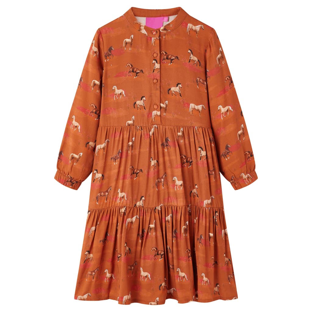 VidaXL Kinderkleid 128 cognacfarben