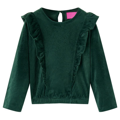 VidaXL Kinderbluse mit Rüschen 128 Dunkelgrün