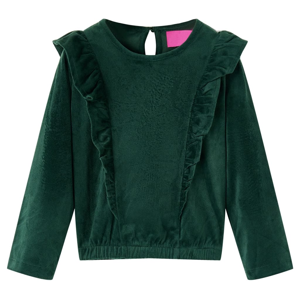 VidaXL Kinderbluse mit Rüschen 140 Dunkelgrün