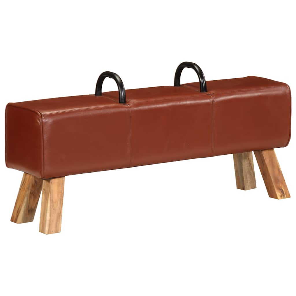 Vidaxl gymbok 110 cm echt leer bruin