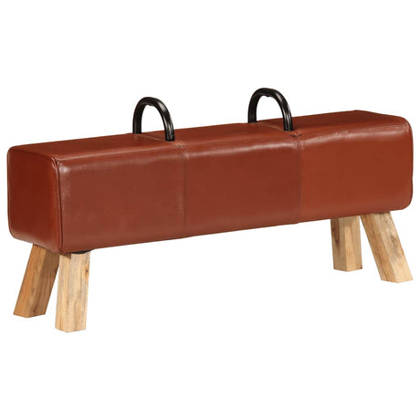 Vidaxl gymbok 110 cm echt leer bruin