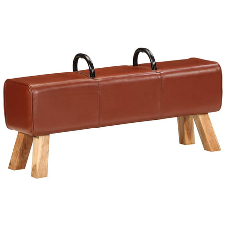 Vidaxl gymbok 110 cm echt leer bruin