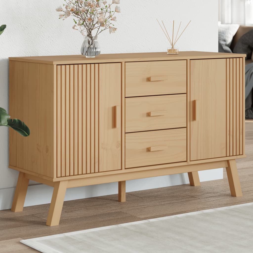 Vidaxl dressoir olden 114x43x73,5 cm massief grenenhout bruin