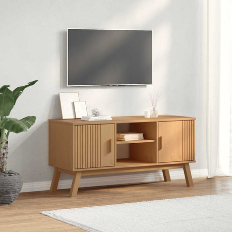 Vidaxl tv-meubel olden 114x43x57 cm massief grenenhout bruin