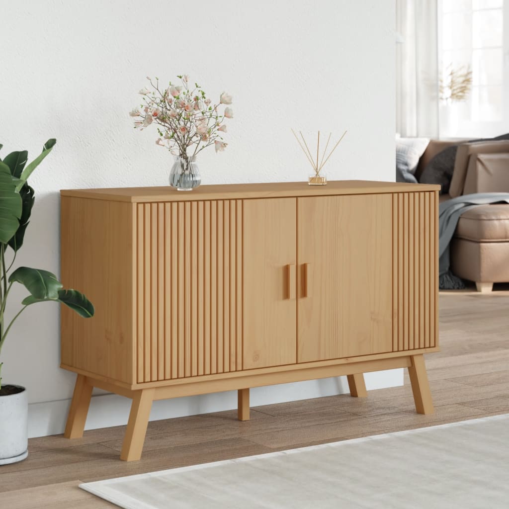 Vidaxl dressoir olden 114x43x73,5 cm massief grenenhout bruin