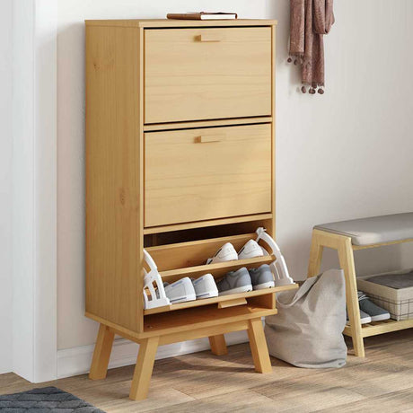Vidaxx Schuhschrank Olden 55x35x120 cm Kiefernholz braun