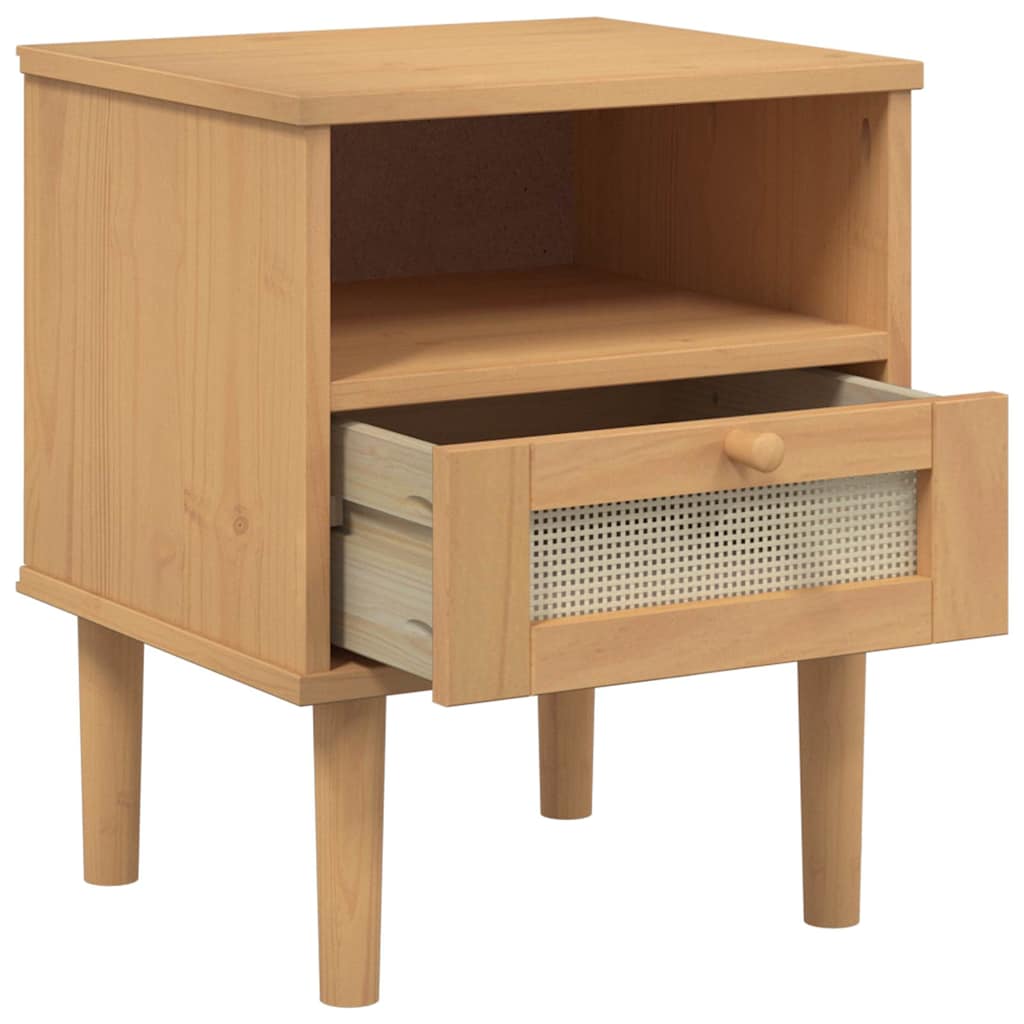Vidaxl nachtkastje senja rattan-look 40x35x48 cm grenenhout bruin