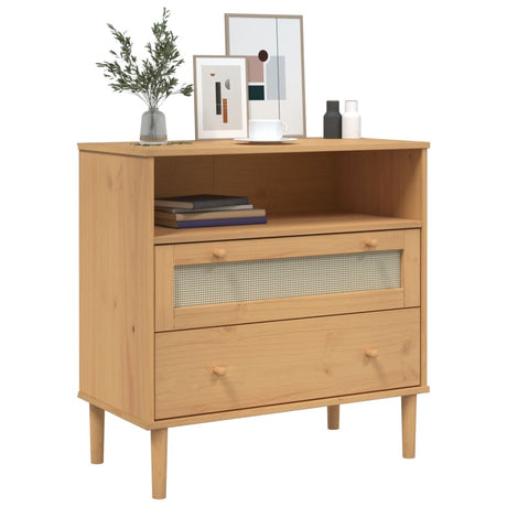 Vidaxl dressoir senja rattan-look 80x40x80 cm massief grenenhout bruin