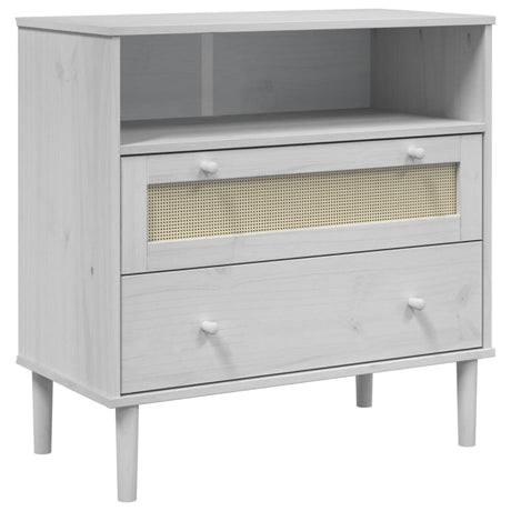 Vidaxl dressoir senja rattan-look 80x40x80 cm massief grenenhout wit