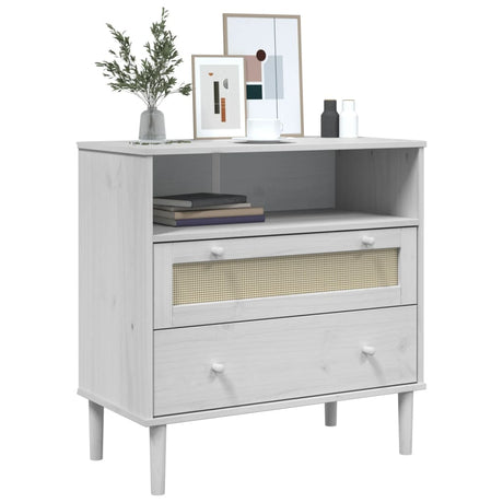Vidaxl dressoir senja rattan-look 80x40x80 cm massief grenenhout wit