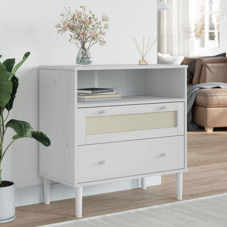 Vidaxl dressoir senja rattan-look 80x40x80 cm massief grenenhout wit