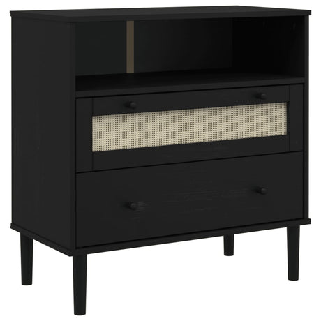 Vidaxl dressoir senja rattan-look 80x40x80 cm massief grenenhout zwart