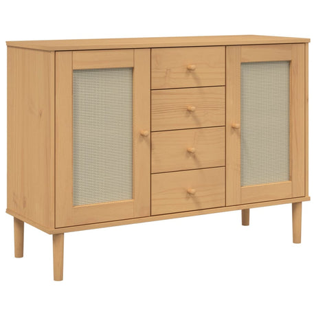 Vidaxl dressoir senja rattan-look 112x40x80 cm grenenhout bruin