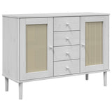 Vidaxl dressoir senja rattan-look 112x40x80 cm massief grenenhout wit