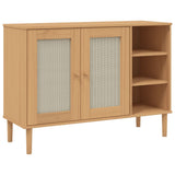Vidaxl dressoir senja 112x40x80 cm rattan massief grenenhout bruin