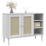 Vidaxl dressoir senja 112x40x80 cm rattan look massief grenenhout wit