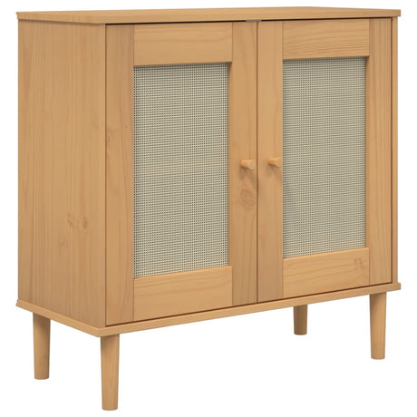 Vidaxl dressoir senja 80x35x80 cm rattan look massief grenenhout bruin