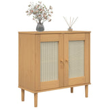 Vidaxl dressoir senja 80x35x80 cm rattan look massief grenenhout bruin