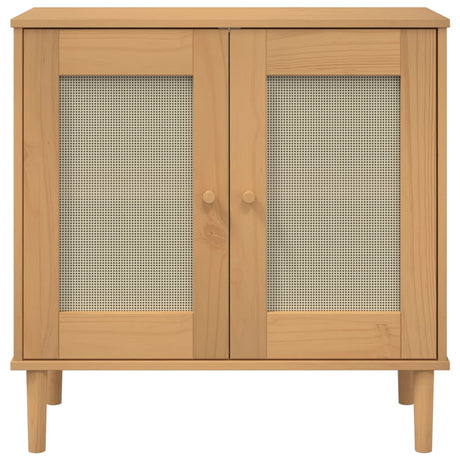 Vidaxl dressoir senja 80x35x80 cm rattan look massief grenenhout bruin