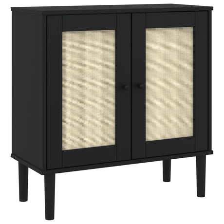 Vidaxl dressoir senja 80x35x80 cm rattan look massief grenenhout zwart
