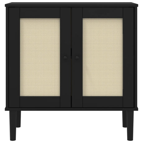 Vidaxl dressoir senja 80x35x80 cm rattan look massief grenenhout zwart
