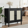 Vidaxl dressoir senja 80x35x80 cm rattan look massief grenenhout zwart