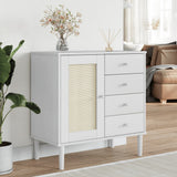 Vidaxl dressoir senja 80x40x80 cm rattan look massief grenenhout wit