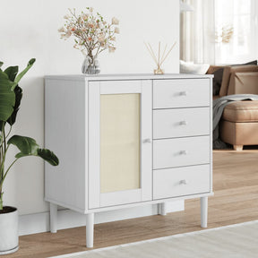 Vidaxl dressoir senja 80x40x80 cm rattan look massief grenenhout wit