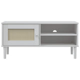 Vidaxl tv-meubel senja 106x40x49 cm rattan massief grenenhout wit