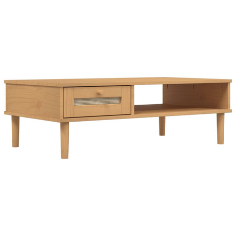 Vidaxl salontafel senja 100x55x33 cm rattan-look massief hout bruin
