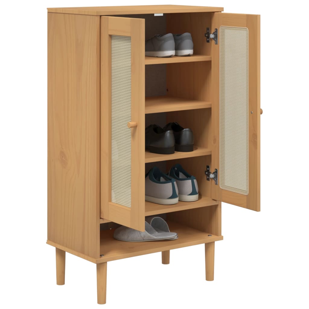 Vidaxx Schuhschrank Senja 59,5x35x107 cm Rattanoptik Kiefernholz braun