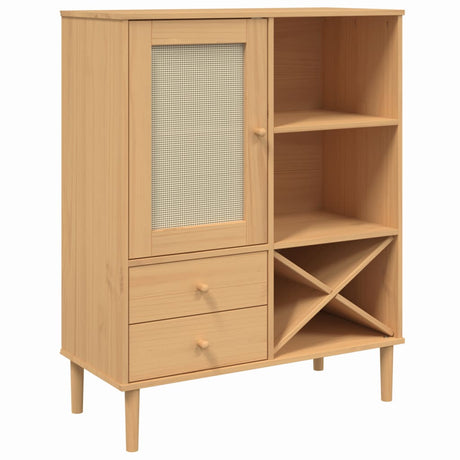 Vidaxl hoge kast senja 90x40x112 cm rattan look grenenhout bruin