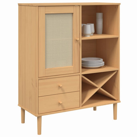 Vidaxl hoge kast senja 90x40x112 cm rattan look grenenhout bruin