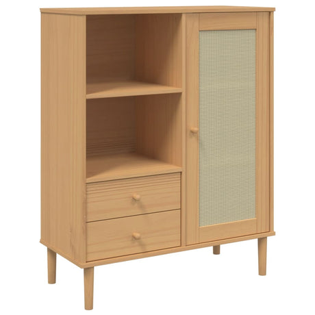 Vidaxl hoge kast senja rattan-look 90x40x112 cm grenenhout bruin