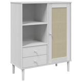 Vidaxl hoge kast senja rattan-look 90x40x112 cm massief grenenhout wit