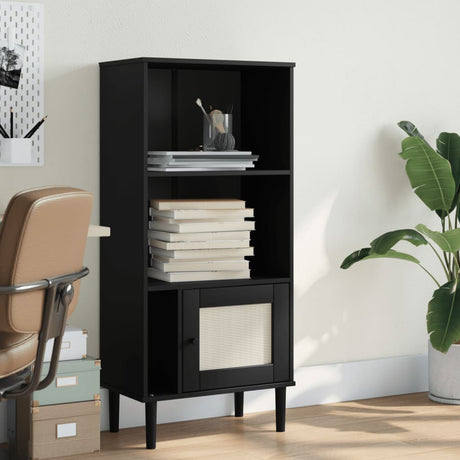 Vidaxl boekenkast senja rattan-look 60x35x130 cm grenenhout zwart