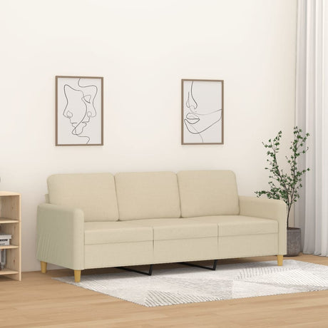 Vidaxl driezitsbank 180 cm stof crèmekleurig