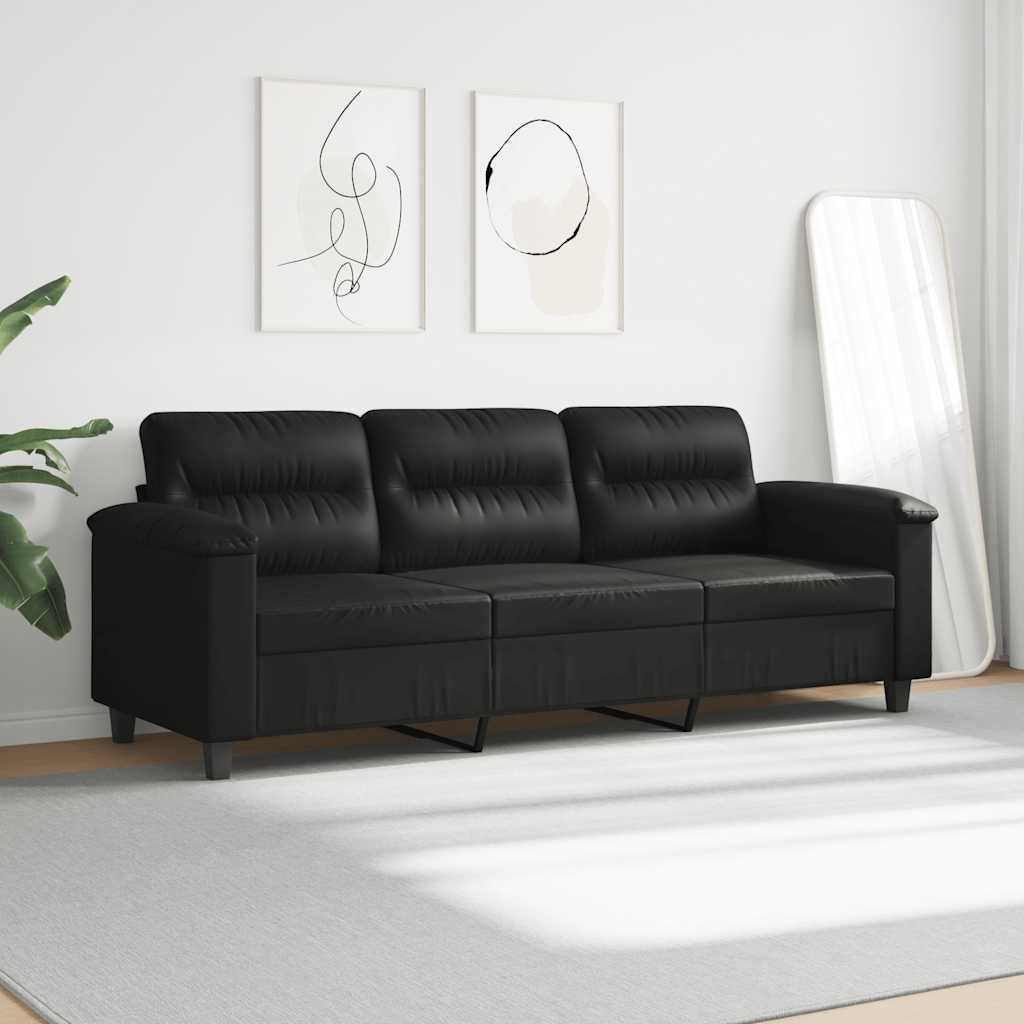 Vidaxl driezitsbank 180 cm microvezelstof zwart