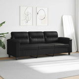 Vidaxl driezitsbank 180 cm microvezelstof zwart