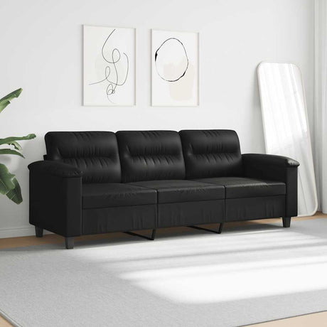 Vidaxl driezitsbank 180 cm microvezelstof zwart